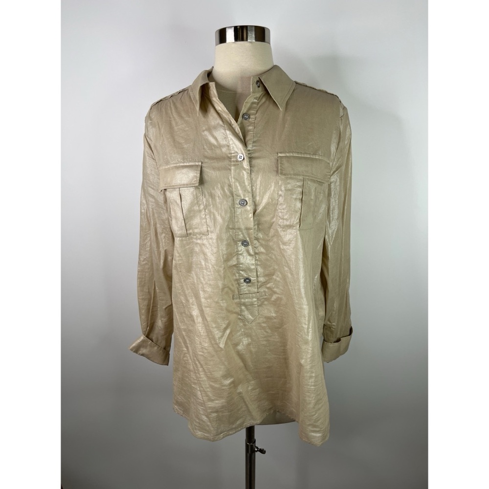 Chicos Satin Casual Collared Button Down Shirt